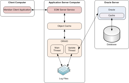 Relationships between Meridian and Oracle components.